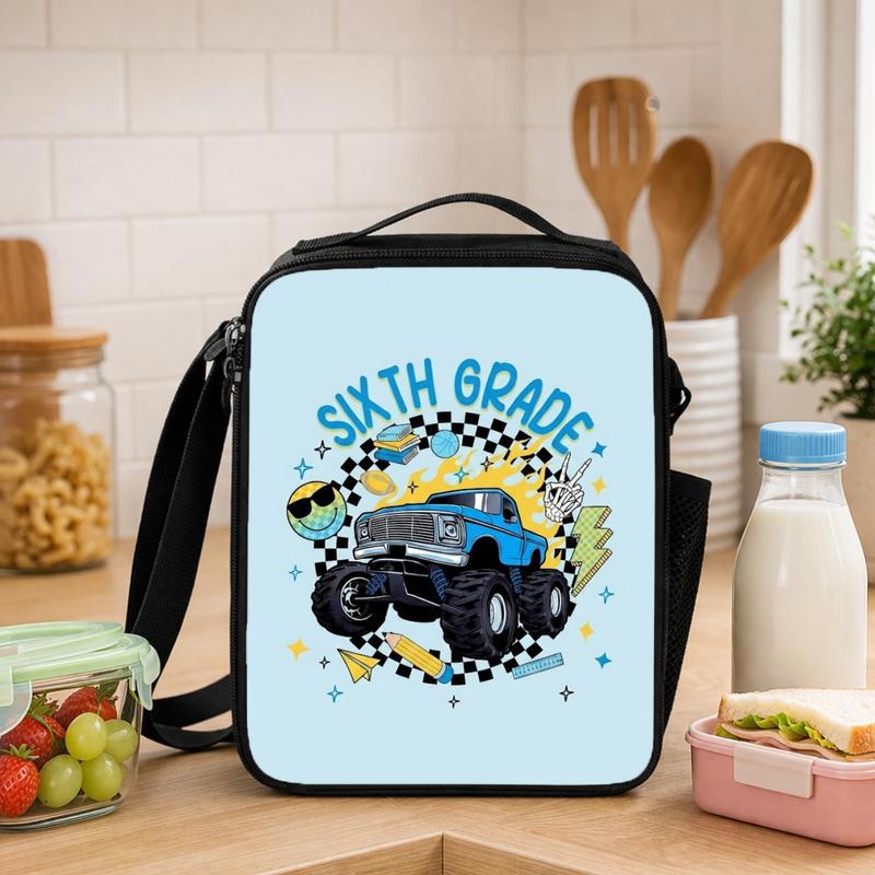 Middle School 6th Grade Lunch Bag - Cool Monster Truck Style Lunch Box Bag - Savourry