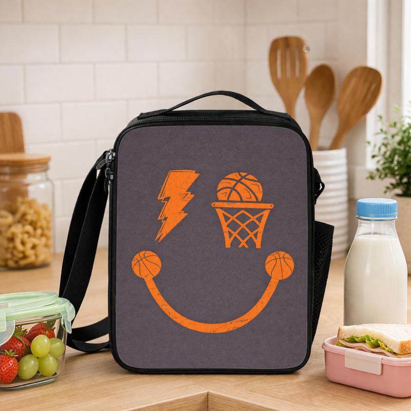 Minimal Basketball Lunch Bag - Back To School Simple Sport Style Lunch Box Bag - Savourry