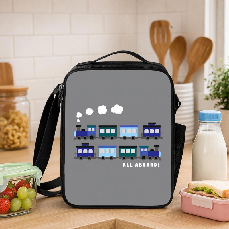 Minimal Train Lunch Bag For Kids - Cute Railway School Style Lunch Box Bag - Savourry