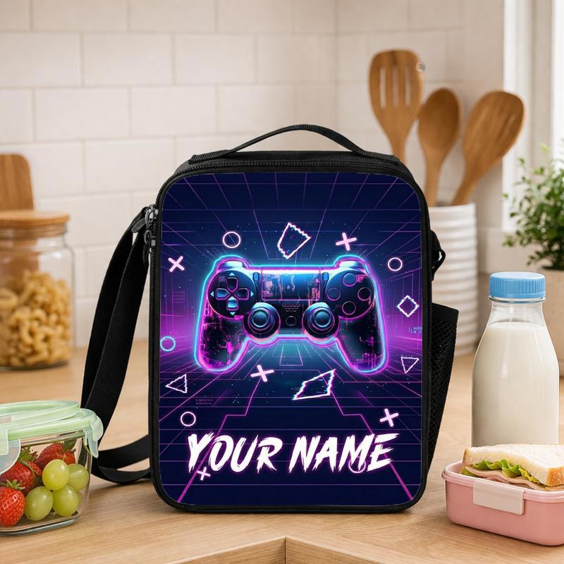 Neon Gamer Lunch Bag With Name - Back To School Style Lunch Box Bag - Savourry