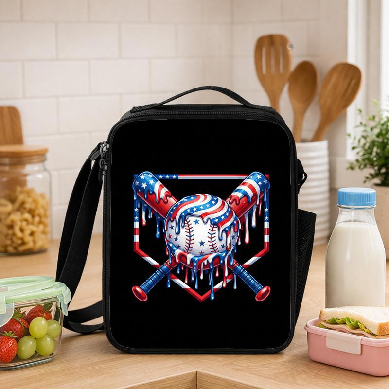 Patriotic Baseball Lunch Bag - USA Drip Sport Kids Bag Lunch Box Bag - Savourry