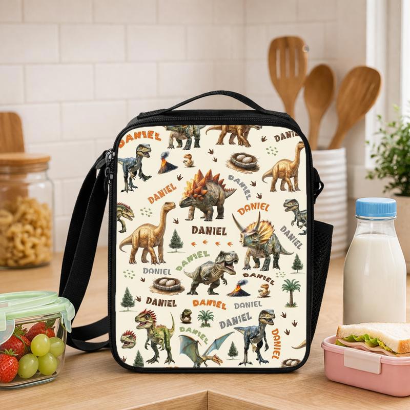 Personalized Dino Lunch Bag - Jurassic Kids School Style Lunch Box Bag - Savourry