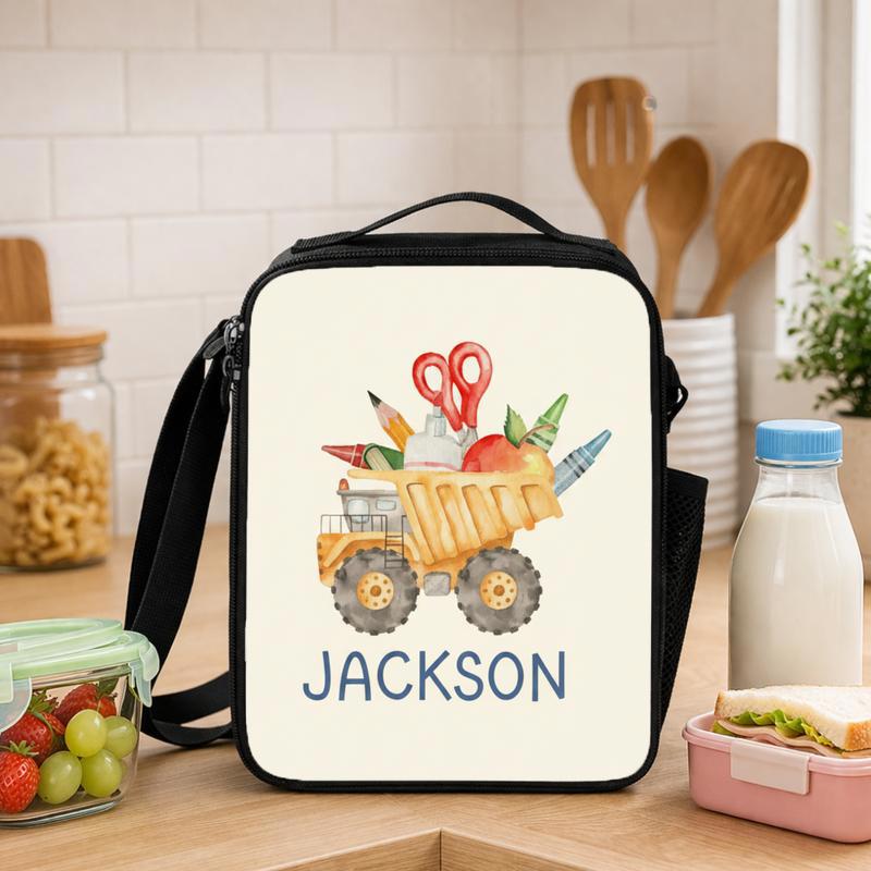 Personalized Dump Truck Lunch Bag For Kids - Cute Back To School Boys Lunch Box Bag - Savourry