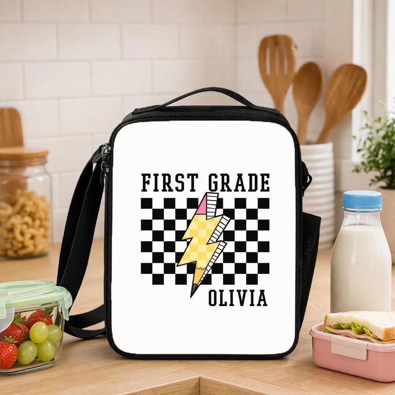 Personalized First Grade Pencil Lightning - Kids Back To School Lunch Bag Lunch Box Bag - Savourry