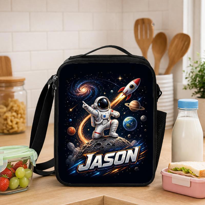 Personalized Kids Lunch Bag - Astronaut Galaxy Rocket Name Lunch Box Bag - Savourry