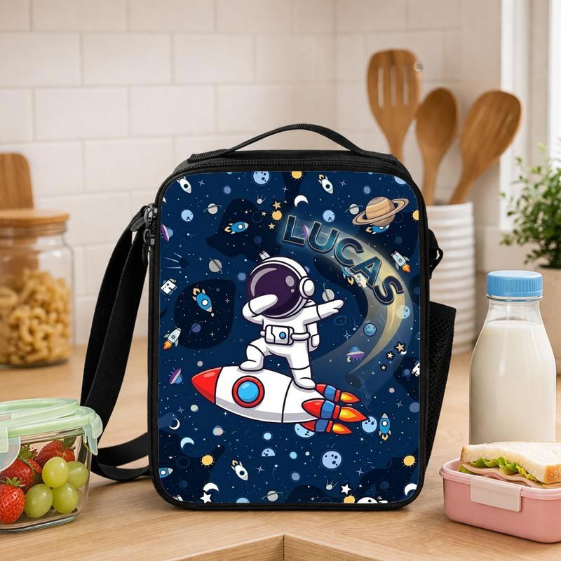Personalized Kids Lunch Bag - Astronaut Rocket Space Theme Lunch Box Bag - Savourry
