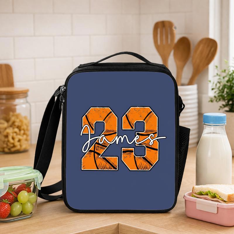 Personalized Number Basketball Lunch Bag - Cool Back To School Kids Lunch Box Bag - Savourry