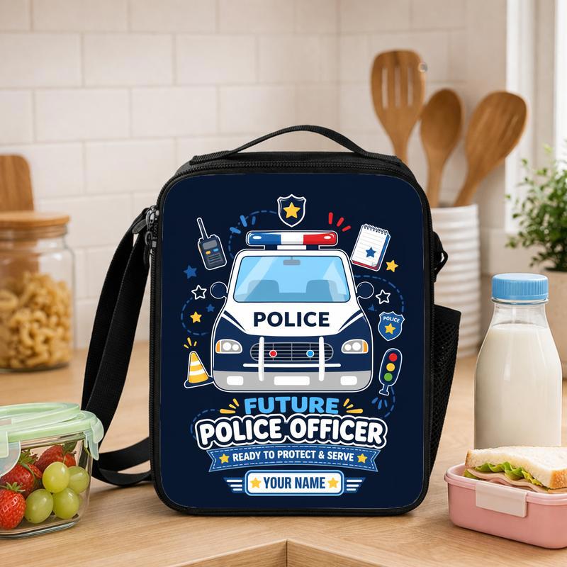 Personalized Police Car Lunch Bag - Back To School Hero Kids Lunch Box Bag - Savourry