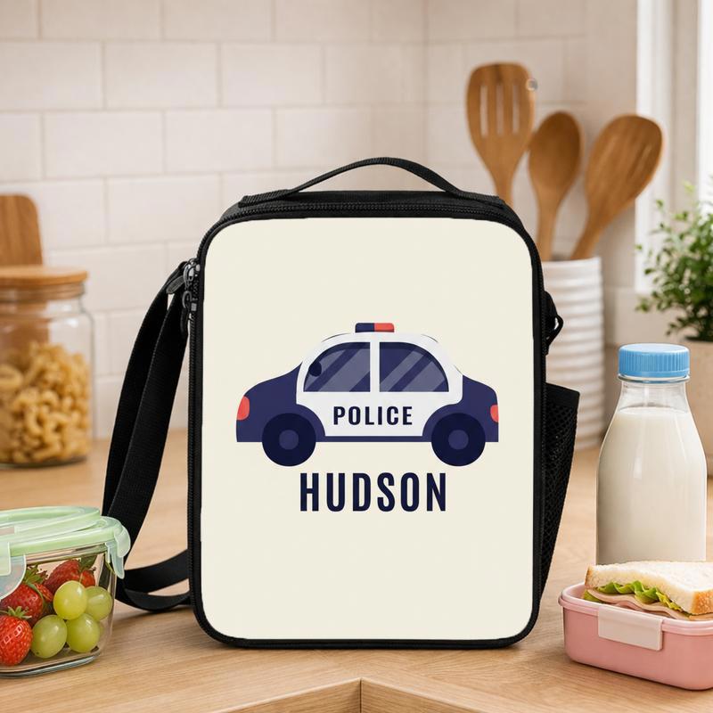 Personalized Police Car Lunch Bag - Back To School Kids Lunch Box Bag - Savourry