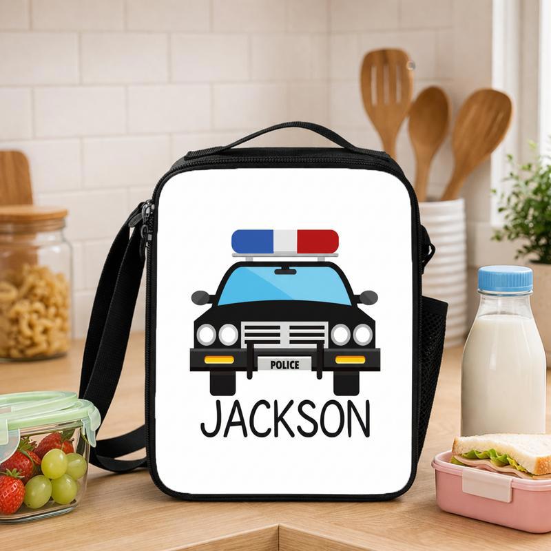 Personalized Police Car Lunch Bag - Back To School Kids Gift Lunch Box Bag - Savourry
