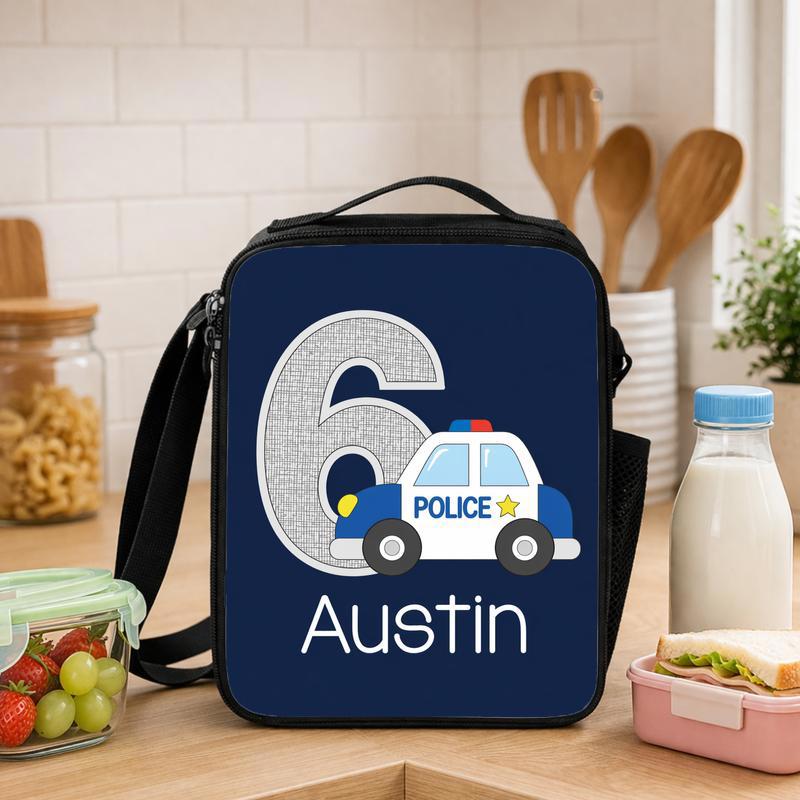 Personalized Police Lunch Bag - Custom Age Back To School Kids Lunch Box Bag - Savourry