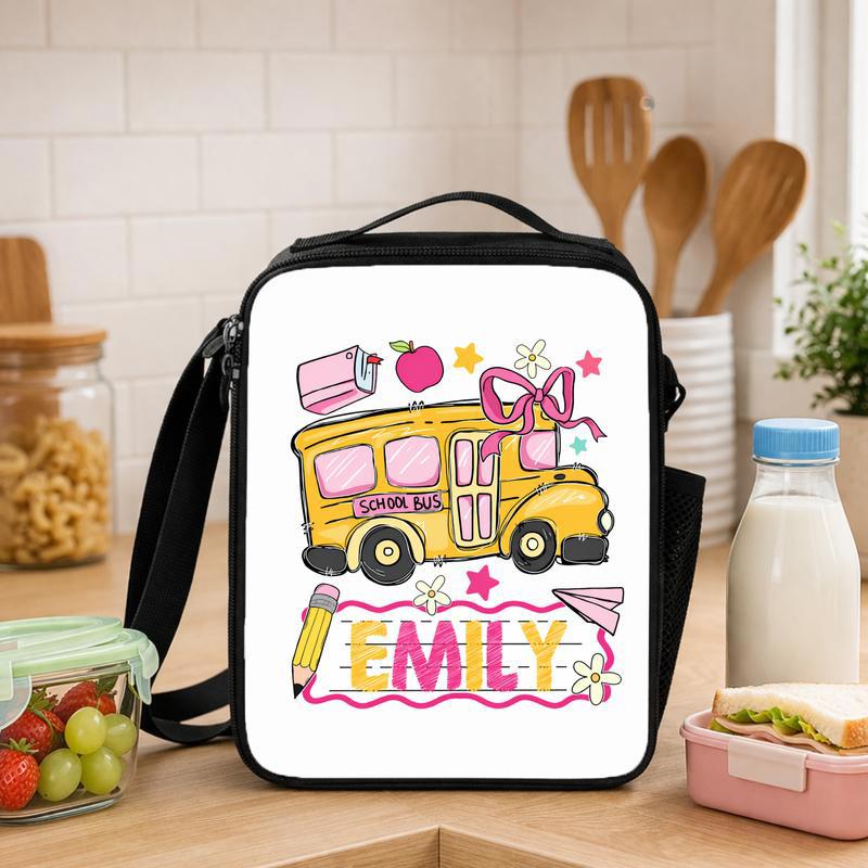 Personalized School Bus Lunch Bag - Cute Kids Back To School Style Lunch Box Bag - Savourry