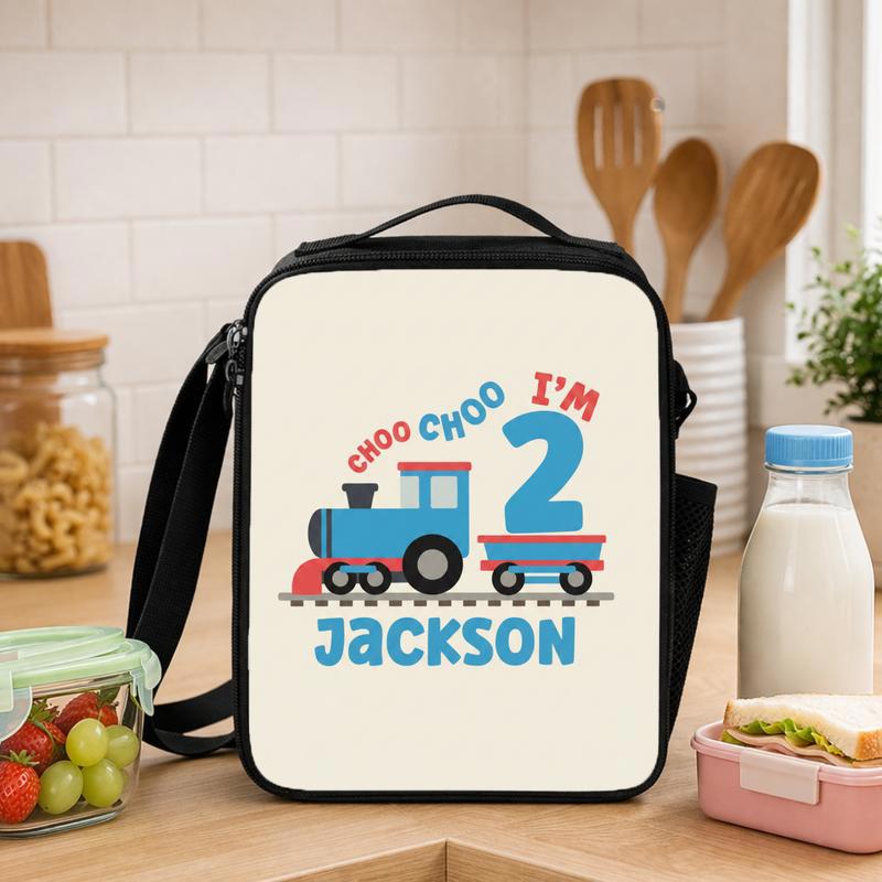 Personalized Train School Lunch Bag - Choo Choo I'm 2 Boy Lunch Box Bag - Savourry