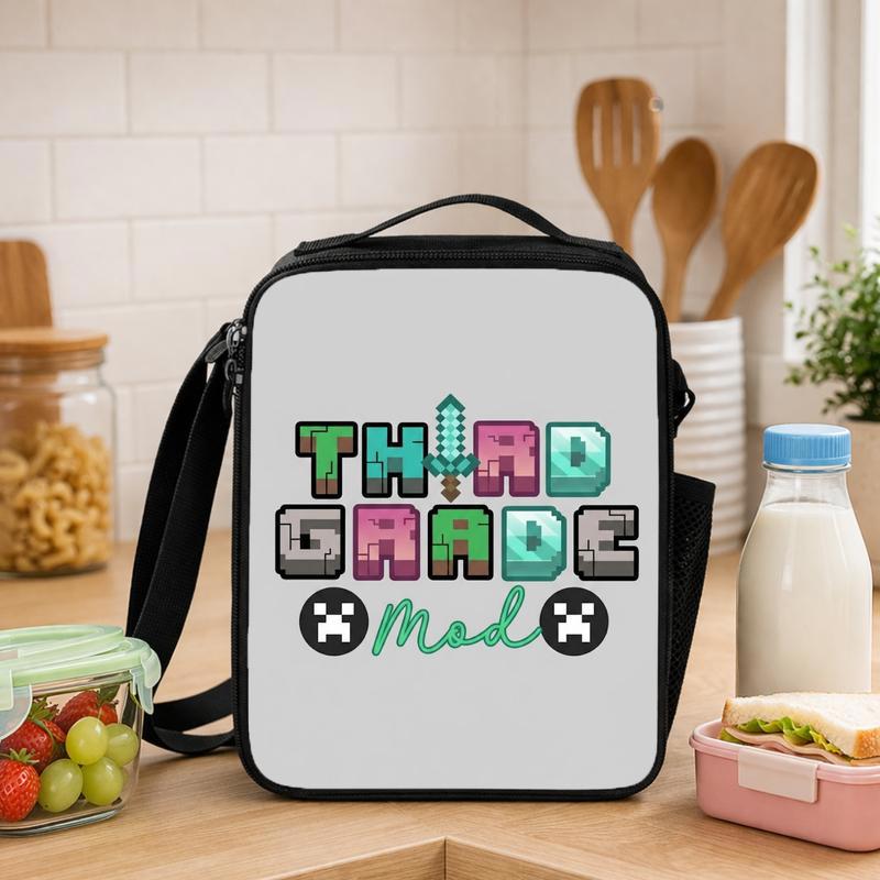 Pixel Gamer School Lunch Bag - Ready For Next Level Lunch Box Bag - Savourry