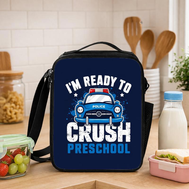 Police Car Lunch Bag Kids - Ready To Crush Preschool Back To School Lunch Box Bag - Savourry