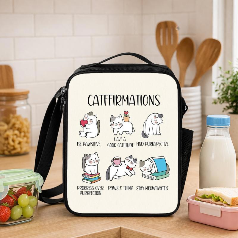 Positive Cats Catffirmations Shirt, Cat Lover Teacher Shirt, Classroom Shirts, Have a Good Cattitude, Cute Funny Cat Puns Reminders Shirt Lunch Box Bag - Savourry