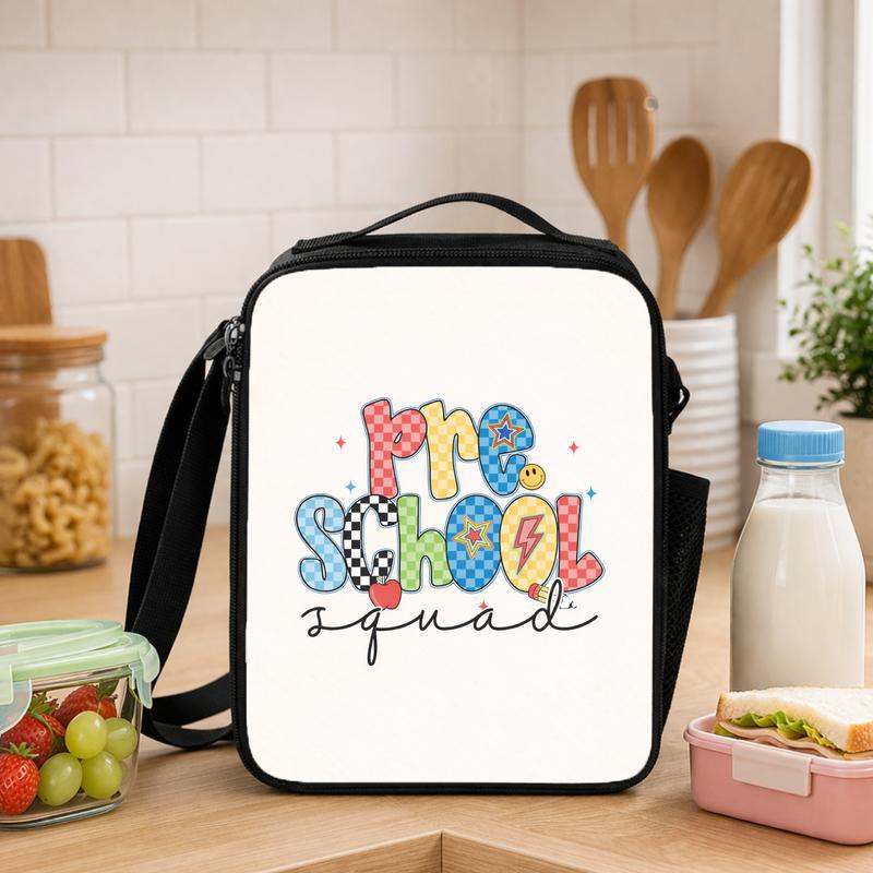 Pre School Squad Retro Checkered Lunch Bag - Colorful Kids Style Lunch Box Bag - Savourry