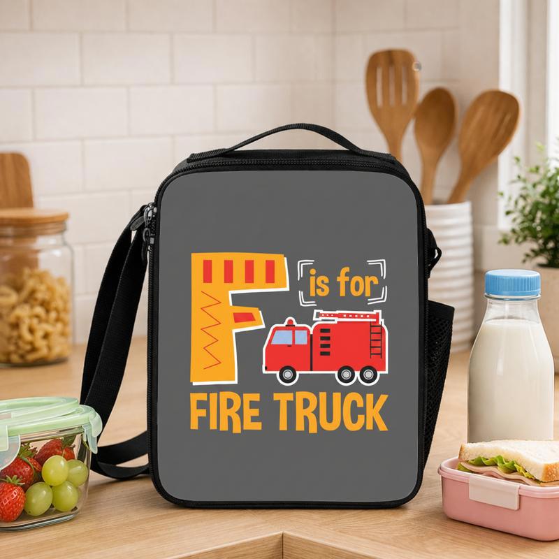 Preschool Fire Truck Lunch Bag - Alphabet Learning Kids Bag Lunch Box Bag - Savourry