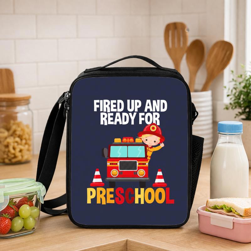Preschool Fire Truck Lunch Bag - Fired Up Back To School Kids Lunch Box Bag - Savourry