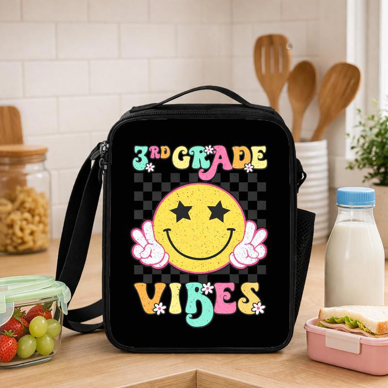 3rd Grade Smiley Lunch Bag - Retro Back To School Kids Lunch Box Bag - Savourry
