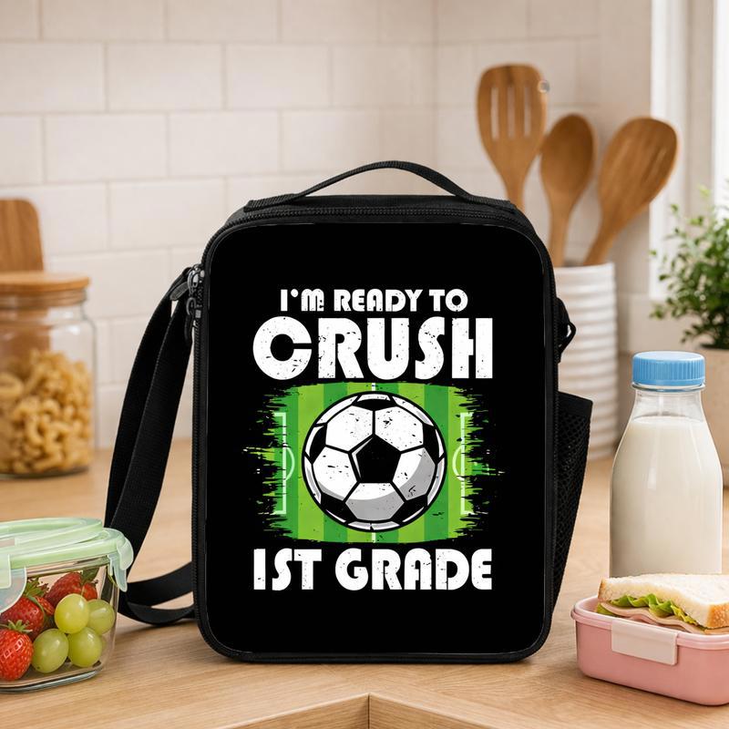 Ready To Crush First Grade Soccer Lunch Bag - Cool School Design Lunch Box Bag - Savourry