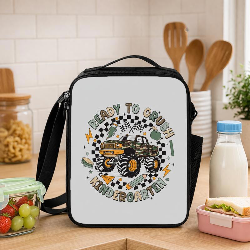 Ready To Crush Kindergarten Lunch Bag - Boys Monster Truck Lunch Box Bag - Savourry