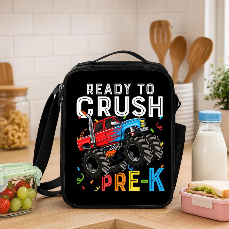 Ready To Crush Pre-K Lunch Bag For Boys - Monster Truck Back To School Lunch Box Bag - Savourry
