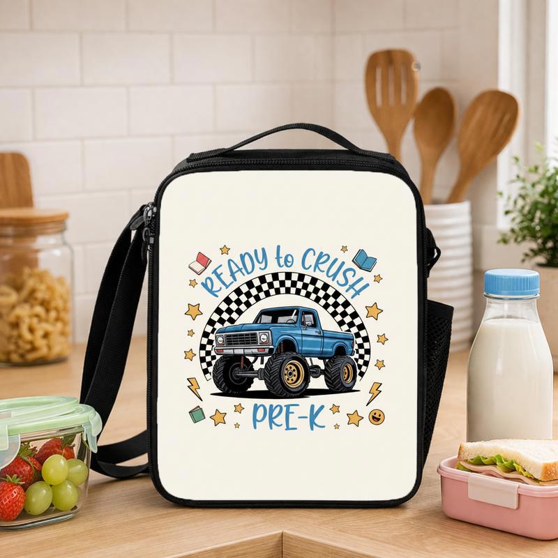 Ready To Crush Pre-K Lunch Bag - Kids Monster Truck Theme Lunch Box Bag - Savourry