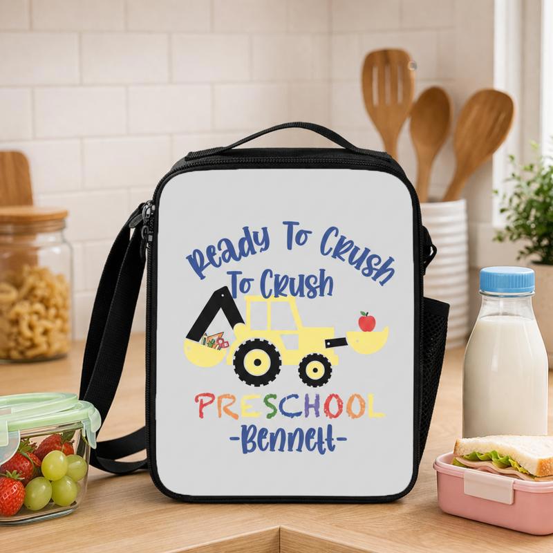 Ready To Crush Preschool Lunch Bag For Boys - Custom Construction Theme Lunch Box Bag - Savourry