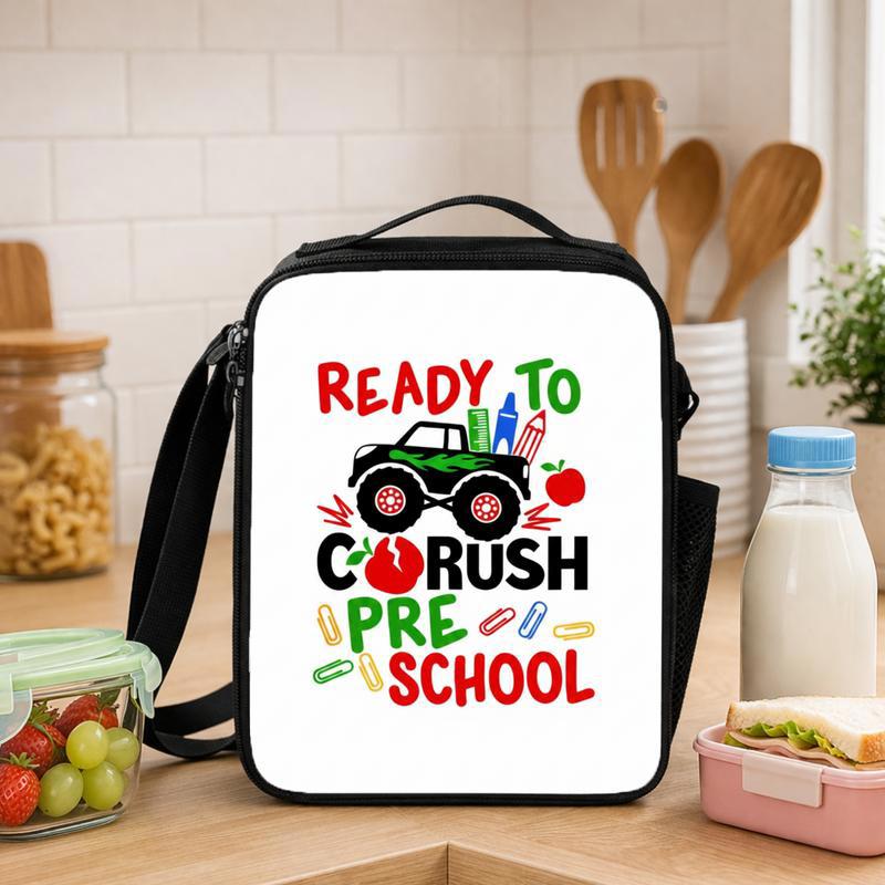 Ready To Crush Preschool Lunch Bag For Kids - Monster Truck Theme Lunch Box Bag - Savourry