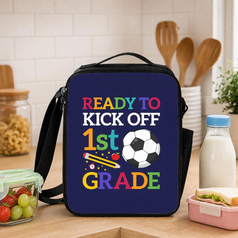 Ready To Kick Off 1st Grade - Soccer Lunch Bag For Kids Lunch Box Bag - Savourry