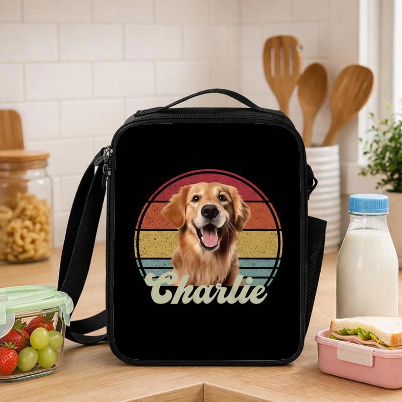 Retro Custom Dog Portrait Lunch Box Bag - Savourry