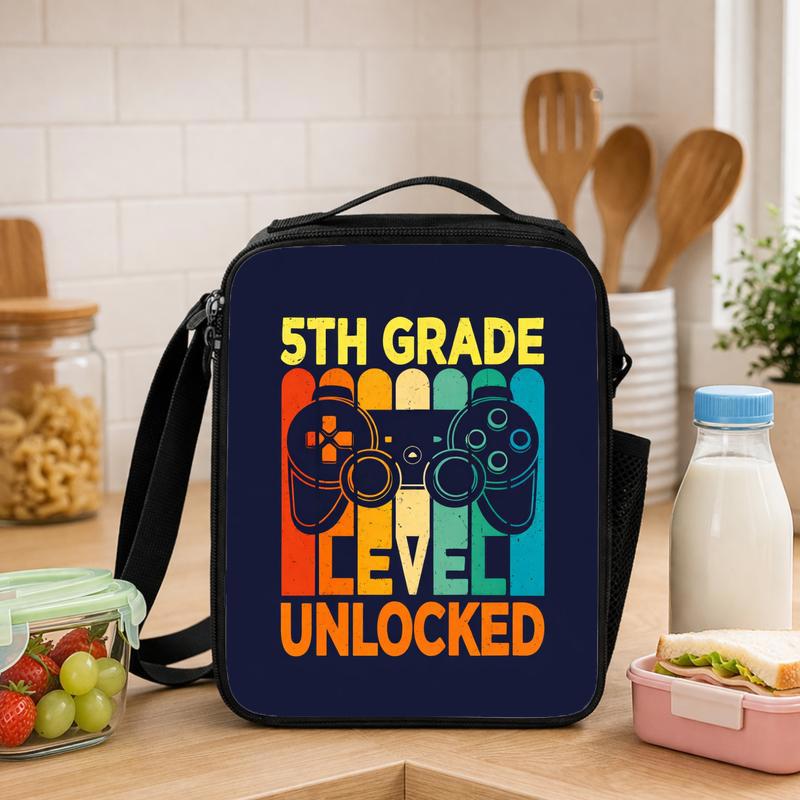 Retro Custom Grade Gamer Lunch Bag - Level Up School Year Lunch Box Bag - Savourry