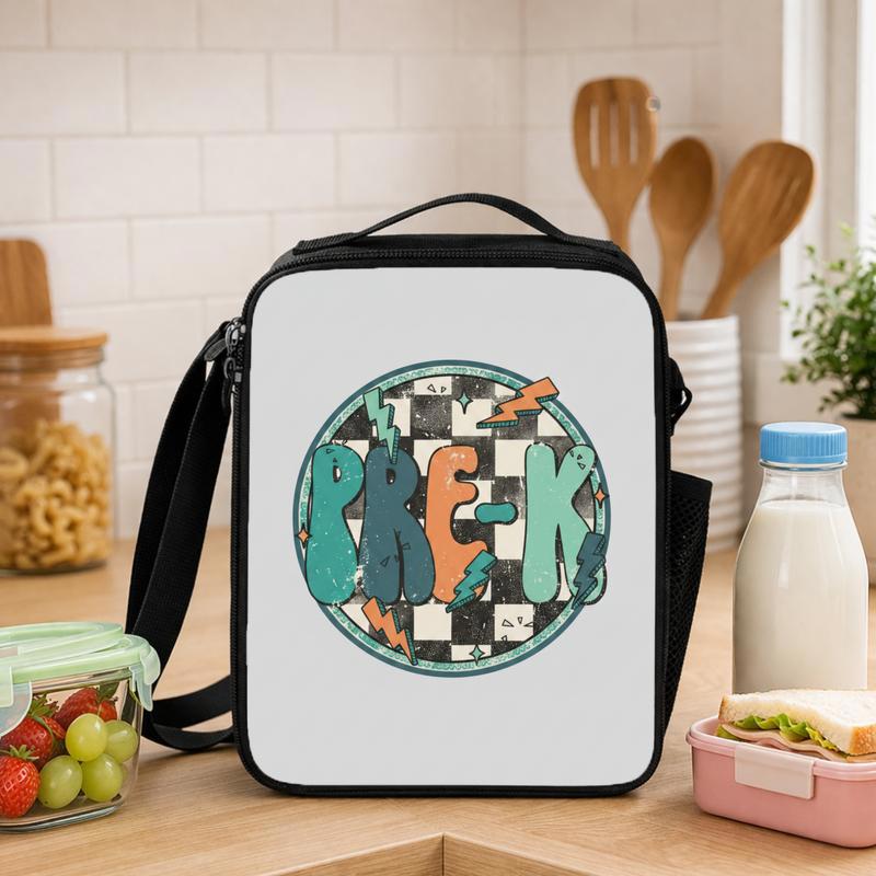 Retro Pre-K Lunch Bag - Checkerboard Kids School Style Lunch Box Bag - Savourry