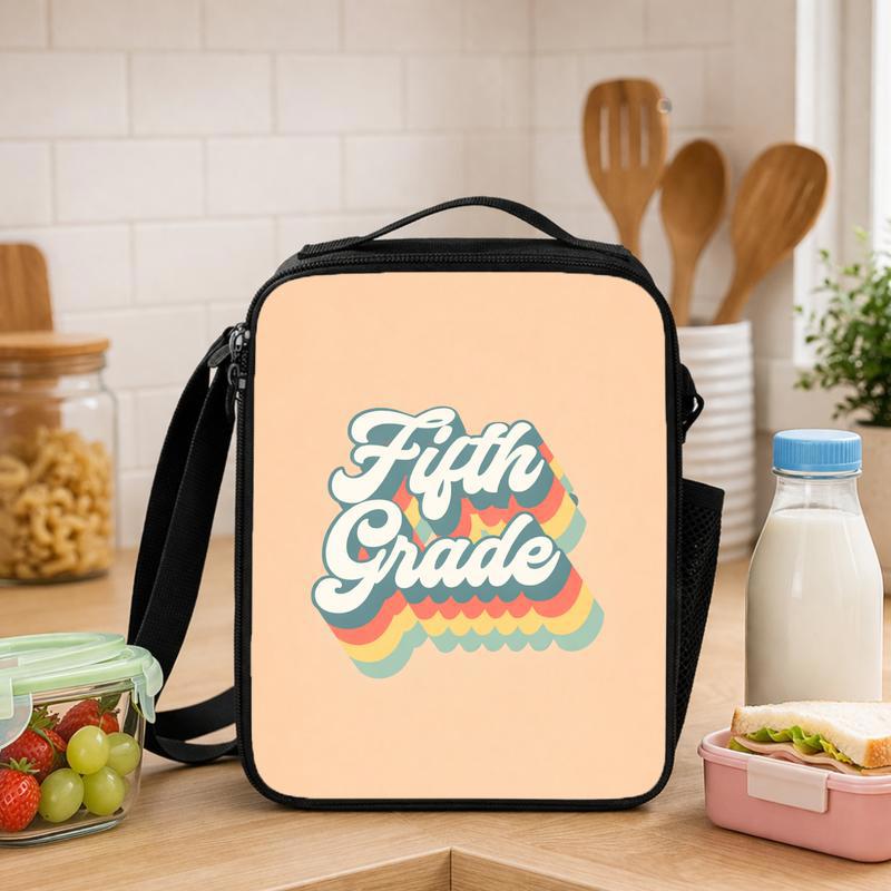 Retro Rainbow Grade Level Lunch Bag - Elementary School Style Lunch Box Bag - Savourry