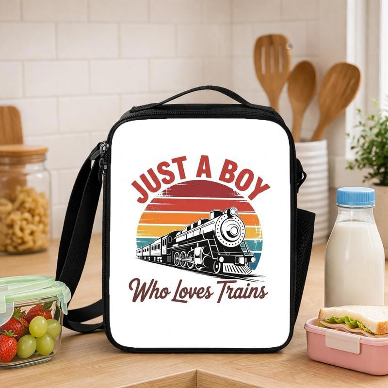 Retro Train Kids Lunch Bag - Vintage Sunset Train Design Lunch Box Bag - Savourry