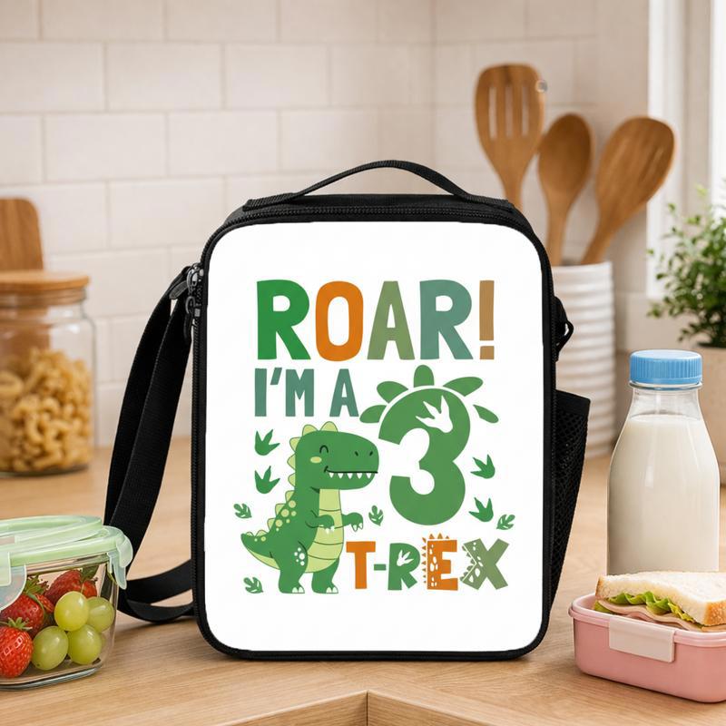 Roar I'm 3 T-Rex - Cute Dino Boys School Lunch Bag Lunch Box Bag - Savourry