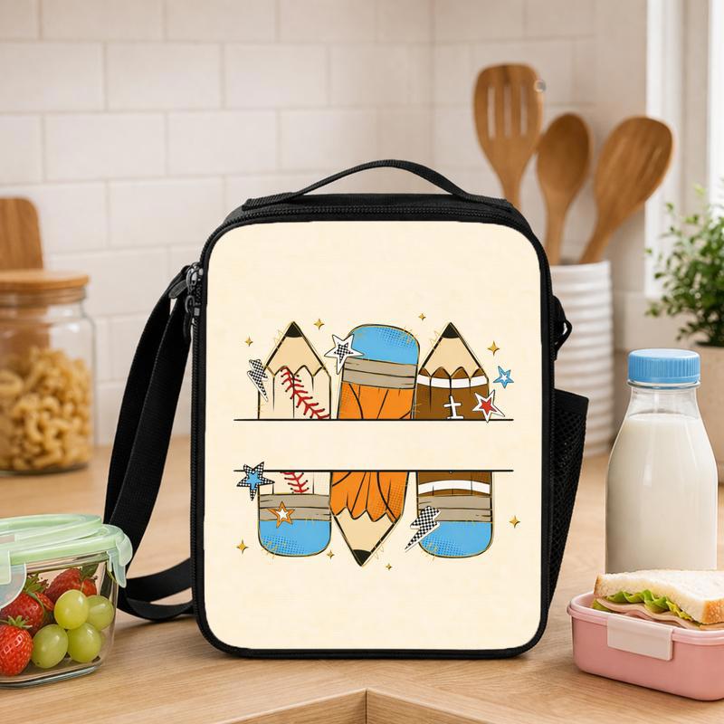School Sports Lunch Bag - Back To School Basketball Pencil Theme Lunch Box Bag - Savourry