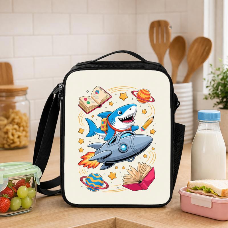 Shark Rocket Lunch Bag Kids - Back To School Fun Design Lunch Box Bag - Savourry