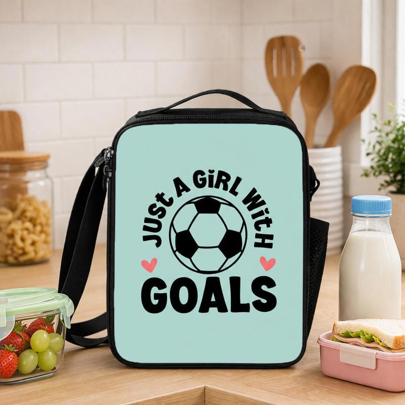 Soccer Goals Lunch Bag - Cute Girls Back To School Bag Lunch Box Bag - Savourry