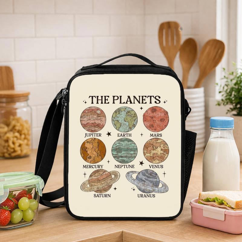 Solar System Lunch Bag Kids - Vintage Planets Design Lunch Box Bag - Savourry