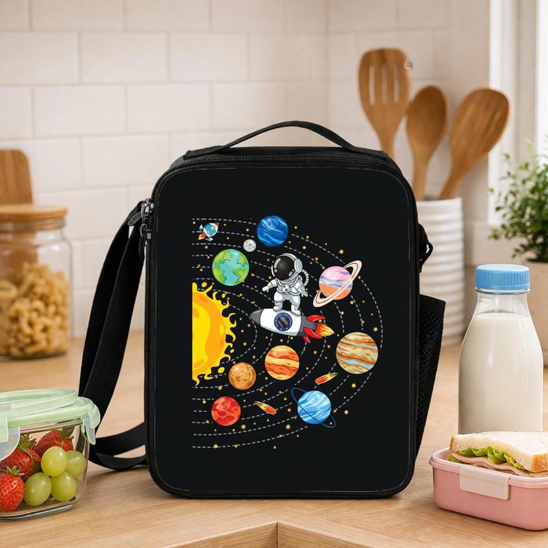 Space School Lunch Bag Kids - Astronaut Solar System Planets Lunch Box Bag - Savourry