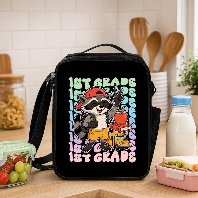 1st Grade Raccoon Lunch Bag - Kids Back To School Gift Lunch Box Bag - Savourry