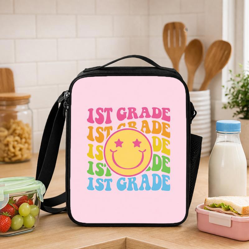 1st Grade Smiley Lunch Bag - Colorful Kids Back To School Lunch Box Bag - Savourry