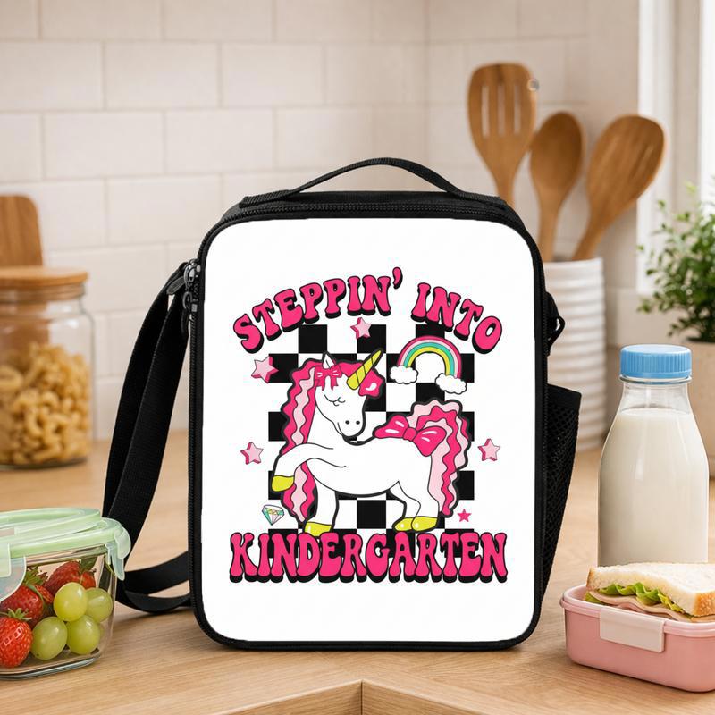 Steppin Into Kindergarten Lunch Bag - Unicorn Kids Style Lunch Box Bag - Savourry