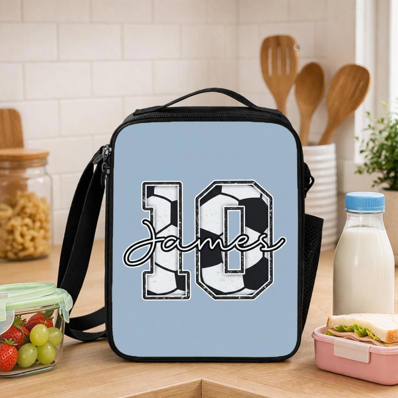 Style Personalized Soccer Lunch Bag With Name And Number Design Lunch Box Bag - Savourry