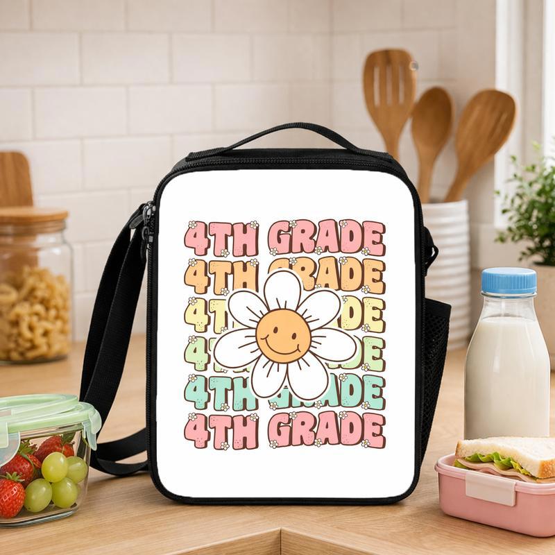 4th Grade Lunch Bag - Elementary School Smiley Daisy Lunch Box Bag - Savourry