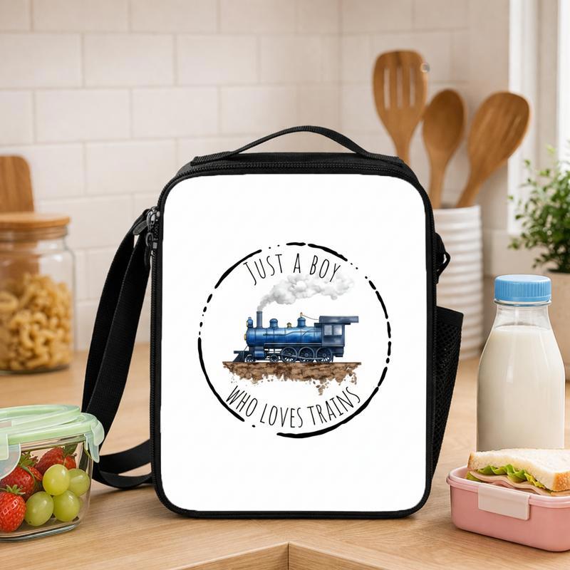 Train Lover Kids Lunch Bag - Just A Boy Who Loves Trains Lunch Box Bag - Savourry