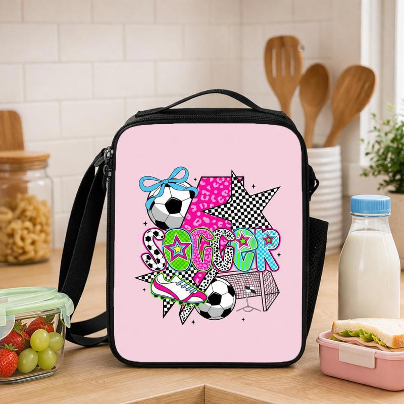 Trendy Soccer Collage Lunch Bag - Cool Girls School Style Lunch Box Bag - Savourry