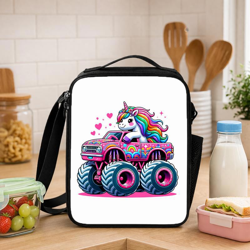 Unicorn Monster Truck Lunch Bag - Cute Girls Back To School Lunch Box Bag - Savourry